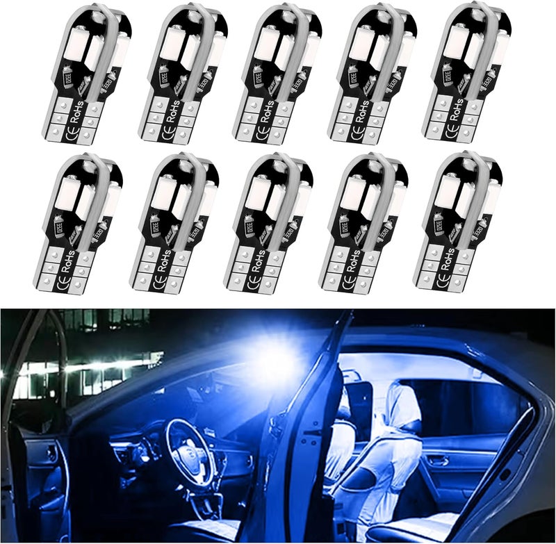 Stacool 10PCS T10 Interior Car Lights,12V Super Bright T10 LED Bulb for Map Lights,Reading Lights,License Plate Lights,Universal 5630 8SMD Car LED Lights Car Accessories (Ice Blue) - Image 1